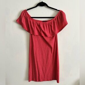 Red stripped dress off the shoulder